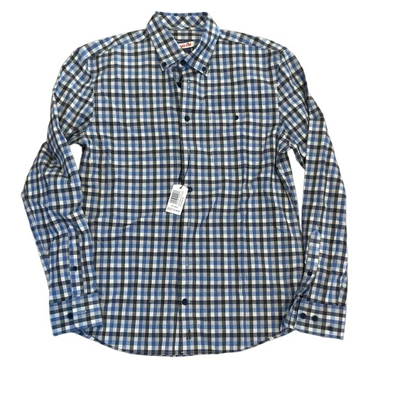 Mens NWT‎ Johnnie-O Hangin Out Blue Gray Flannel Long Sleeve sz Small - Picture 1 of 5